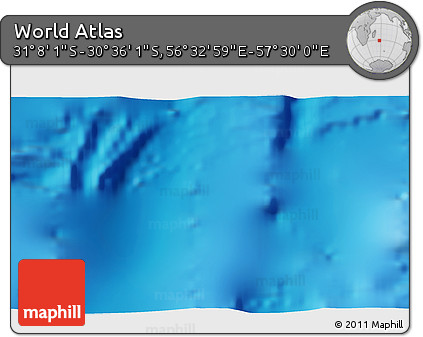 Physical 3D Map of the Area around 30° 52' 1" S, 57° 1' 29" E