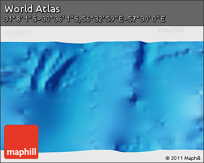 Physical 3D Map of the Area around 30° 52' 1" S, 57° 1' 29" E