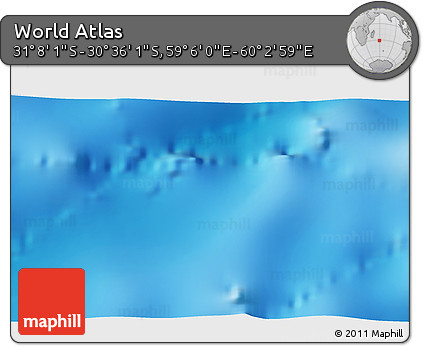 Physical 3D Map of the Area around 30° 52' 1" S, 59° 34' 30" E