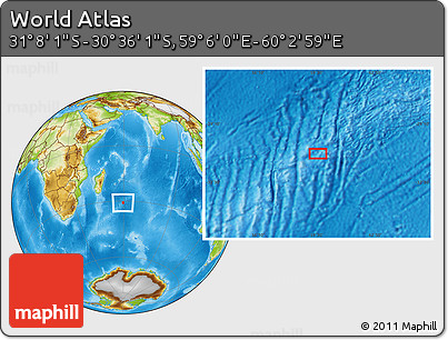 Physical Location Map of the Area around 30° 52' 1" S, 59° 34' 30" E