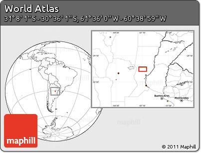 Blank Location Map of the Area around 30° 52' 1" S, 61° 7' 30" W