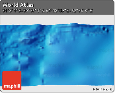 Physical 3D Map of the Area around 30° 52' 1" S, 62° 7' 30" E