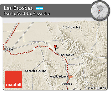 Shaded Relief 3D Map of Las Escobas