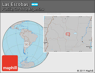 Gray Location Map of Las Escobas