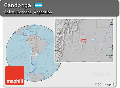Gray Location Map of Candonga, hill shading