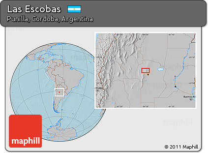 Gray Location Map of Las Escobas, hill shading