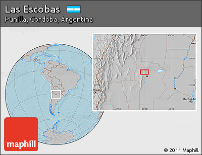 Gray Location Map of Las Escobas, hill shading