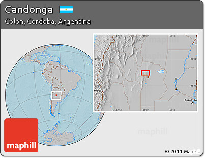 Gray Location Map of Candonga, hill shading