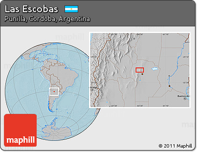 Gray Location Map of Las Escobas, hill shading