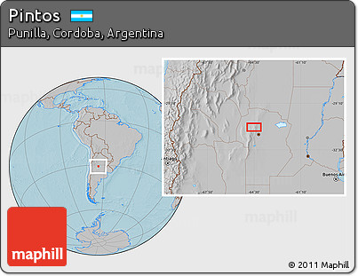 Gray Location Map of Pintos, hill shading