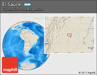 Shaded Relief Location Map of El Sauce
