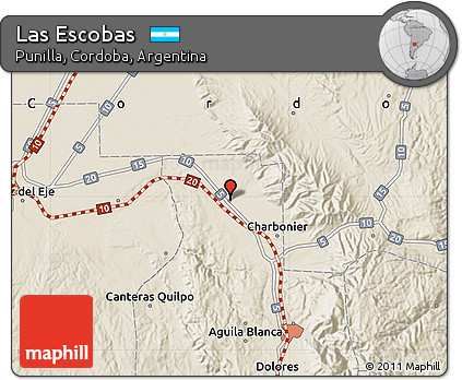 Shaded Relief Map of Las Escobas