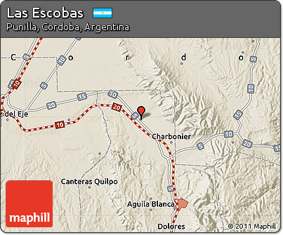 Shaded Relief Map of Las Escobas