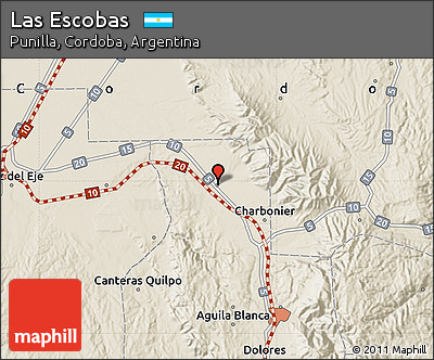 Shaded Relief Map of Las Escobas