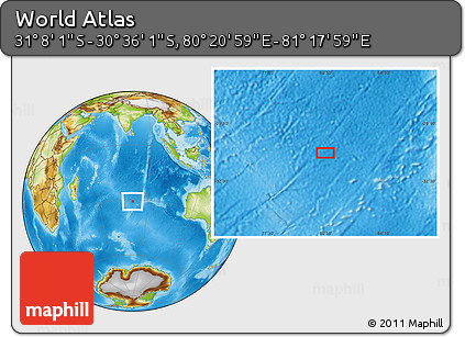 Physical Location Map of the Area around 30° 52' 1" S, 80° 49' 29" E