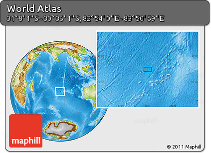 Physical Location Map of the Area around 30° 52' 1" S, 83° 22' 30" E