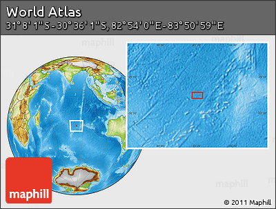 Physical Location Map of the Area around 30° 52' 1" S, 83° 22' 30" E