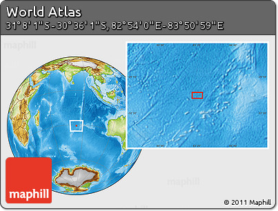 Physical Location Map of the Area around 30° 52' 1" S, 83° 22' 30" E