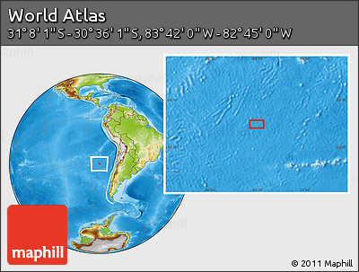 Physical Location Map of the Area around 30° 52' 1" S, 83° 13' 29" W