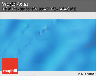 Physical 3D Map of the Area around 30° 52' 1" S, 84° 13' 29" E