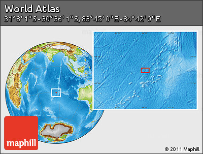 Physical Location Map of the Area around 30° 52' 1" S, 84° 13' 29" E