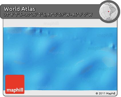 Physical 3D Map of the Area around 30° 52' 1" S, 86° 37' 30" W