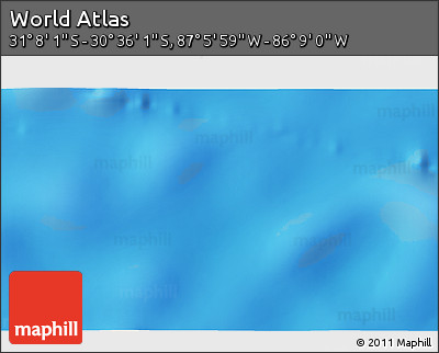 Physical 3D Map of the Area around 30° 52' 1" S, 86° 37' 30" W