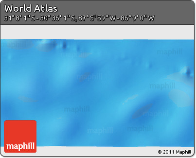 Physical 3D Map of the Area around 30° 52' 1" S, 86° 37' 30" W