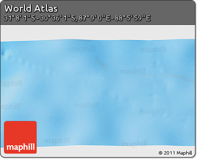 Physical 3D Map of the Area around 30° 52' 1" S, 87° 37' 30" E