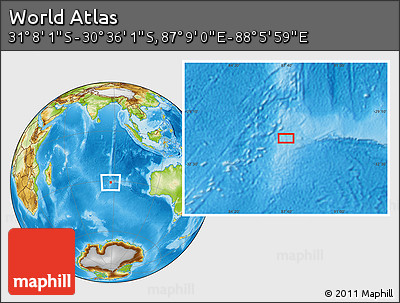 Physical Location Map of the Area around 30° 52' 1" S, 87° 37' 30" E