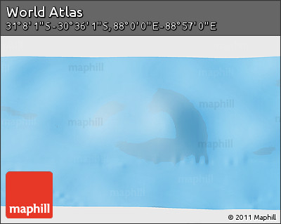 Physical 3D Map of the Area around 30° 52' 1" S, 88° 28' 29" E