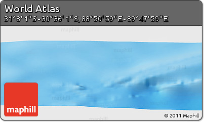 Physical Panoramic Map of the Area around 30° 52' 1" S, 89° 19' 29" E