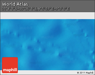 Physical 3D Map of the Area around 30° 52' 1" S, 8° 34' 29" E