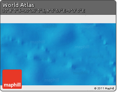 Physical 3D Map of the Area around 30° 52' 1" S, 8° 34' 29" E