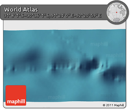 Satellite 3D Map of the Area around 30° 52' 1" S, 91° 52' 30" E