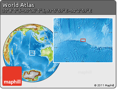 Physical Location Map of the Area around 30° 52' 1" S, 93° 34' 29" E