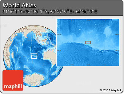 Shaded Relief Location Map of the Area around 30° 52' 1" S, 94° 25' 30" E