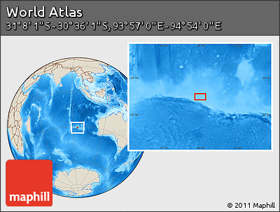 Shaded Relief Location Map of the Area around 30° 52' 1" S, 94° 25' 30" E