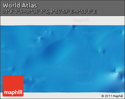 Physical 3D Map of the Area around 30° 52' 1" S, 9° 25' 30" E
