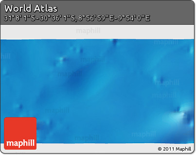 Physical 3D Map of the Area around 30° 52' 1" S, 9° 25' 30" E
