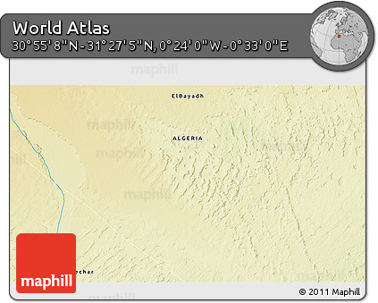 Physical 3D Map of the Area around 31° 11' 6" N, 0° 4' 30" E