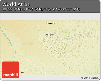 Physical 3D Map of the Area around 31° 11' 6" N, 0° 4' 30" E