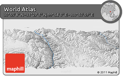 Physical Panoramic Map of the Area around 31° 11' 6" N, 100° 22' 30" E