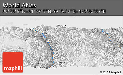 Physical Panoramic Map of the Area around 31° 11' 6" N, 100° 22' 30" E