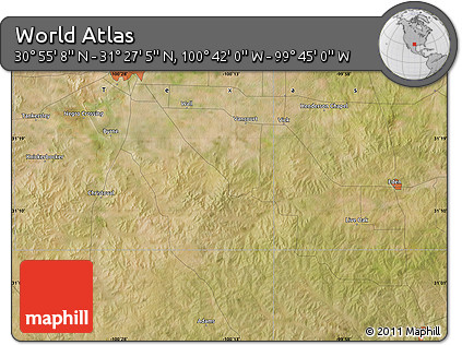Satellite Map of the Area around 31° 11' 6" N, 100° 13' 29" W