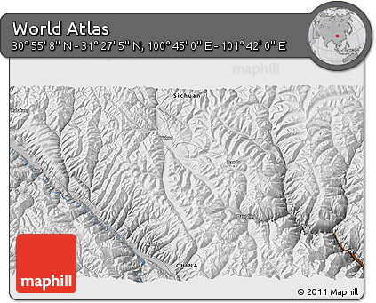 Physical 3D Map of the Area around 31° 11' 6" N, 101° 13' 29" E