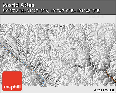 Physical 3D Map of the Area around 31° 11' 6" N, 101° 13' 29" E