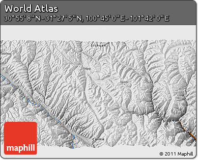 Physical 3D Map of the Area around 31° 11' 6" N, 101° 13' 29" E