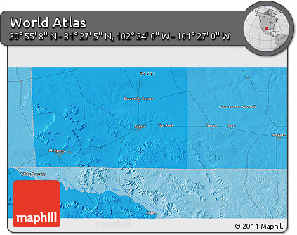 Political 3D Map of the Area around 31° 11' 6" N, 101° 55' 30" W