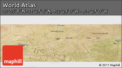 Satellite Panoramic Map of the Area around 31° 11' 6" N, 101° 55' 30" W
